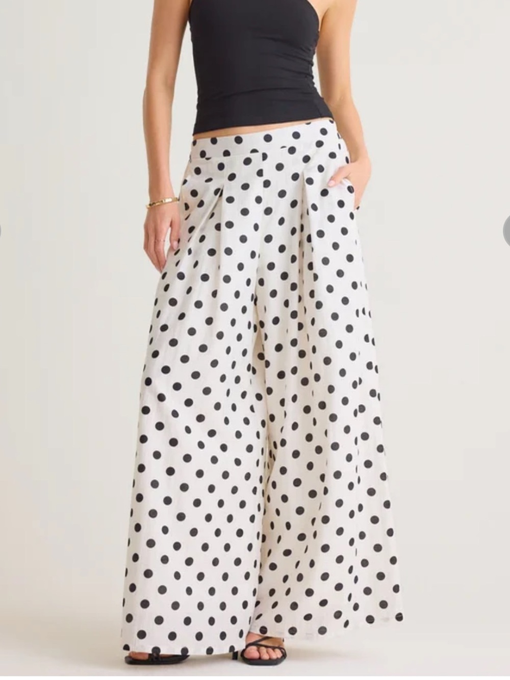 Altar'd State Black & White Polka Dot Wide-Leg Flowy Pants Lightweight M - Picture 1 of 13